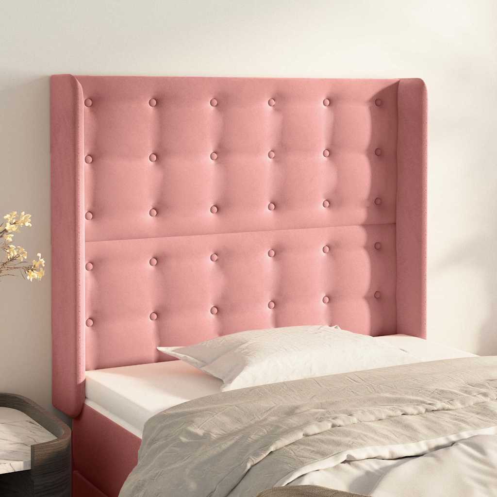 Kopfteil mit Ohren Rosa 93x16x118/128 cm Samt