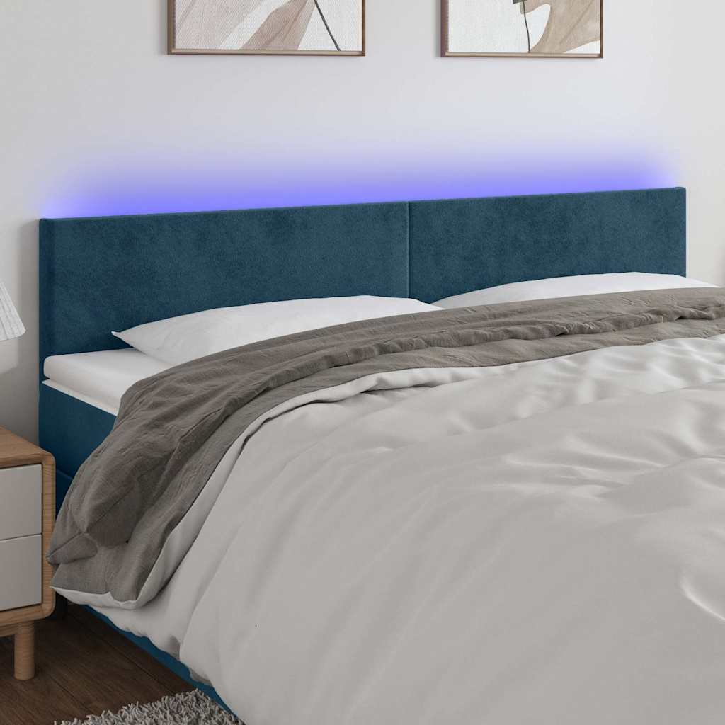 LED Kopfteil Dunkelblau 180x5x78/88 cm Samt