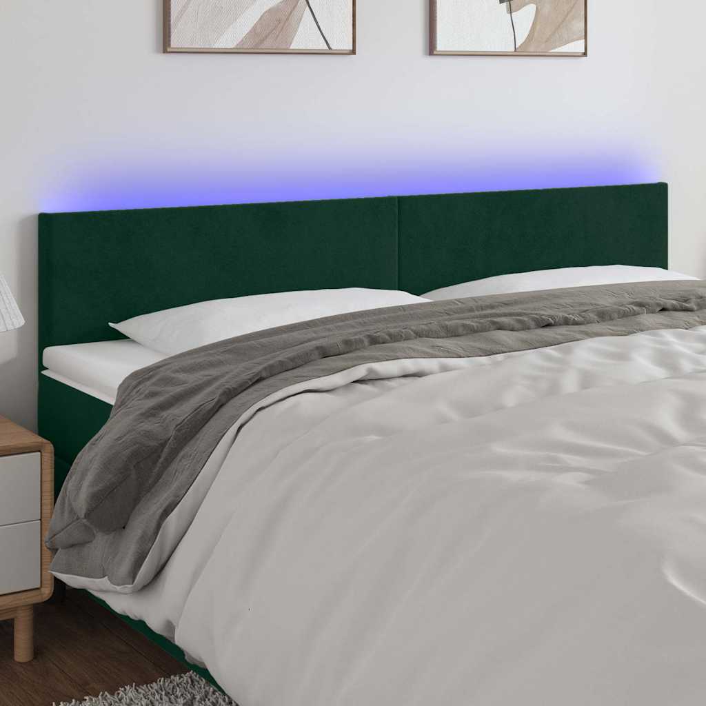 LED Kopfteil Dunkelgrün 200x5x78/88 cm Samt