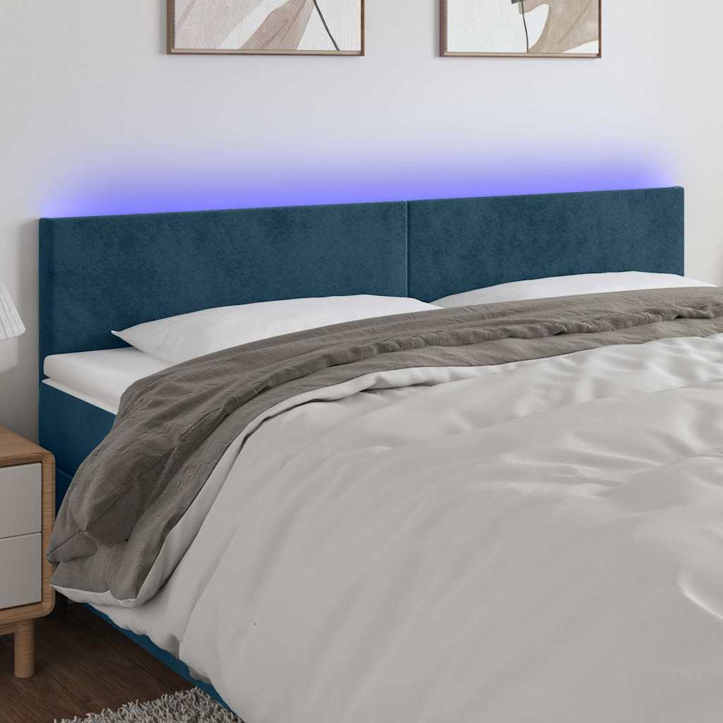 LED Kopfteil Dunkelblau 200x5x78/88 cm Samt