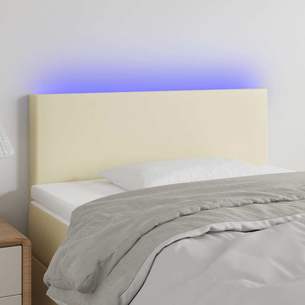 LED Kopfteil Creme 80x5x78/88 cm Kunstleder