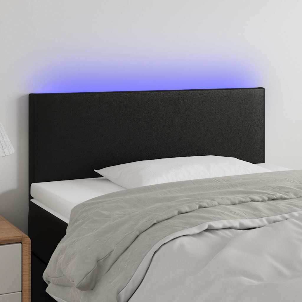 LED Kopfteil Schwarz 90x5x78/88 cm Kunstleder