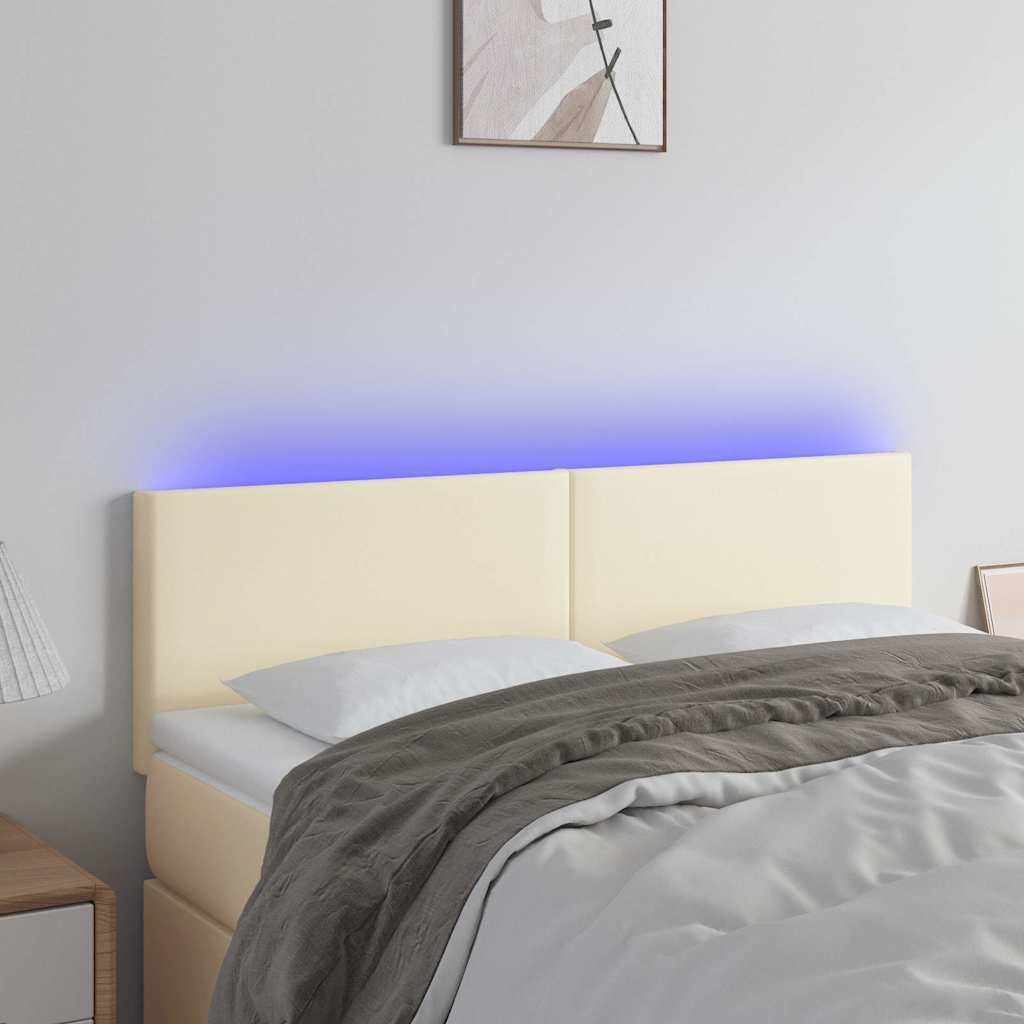 LED Kopfteil Creme 144x5x78/88 cm Kunstleder