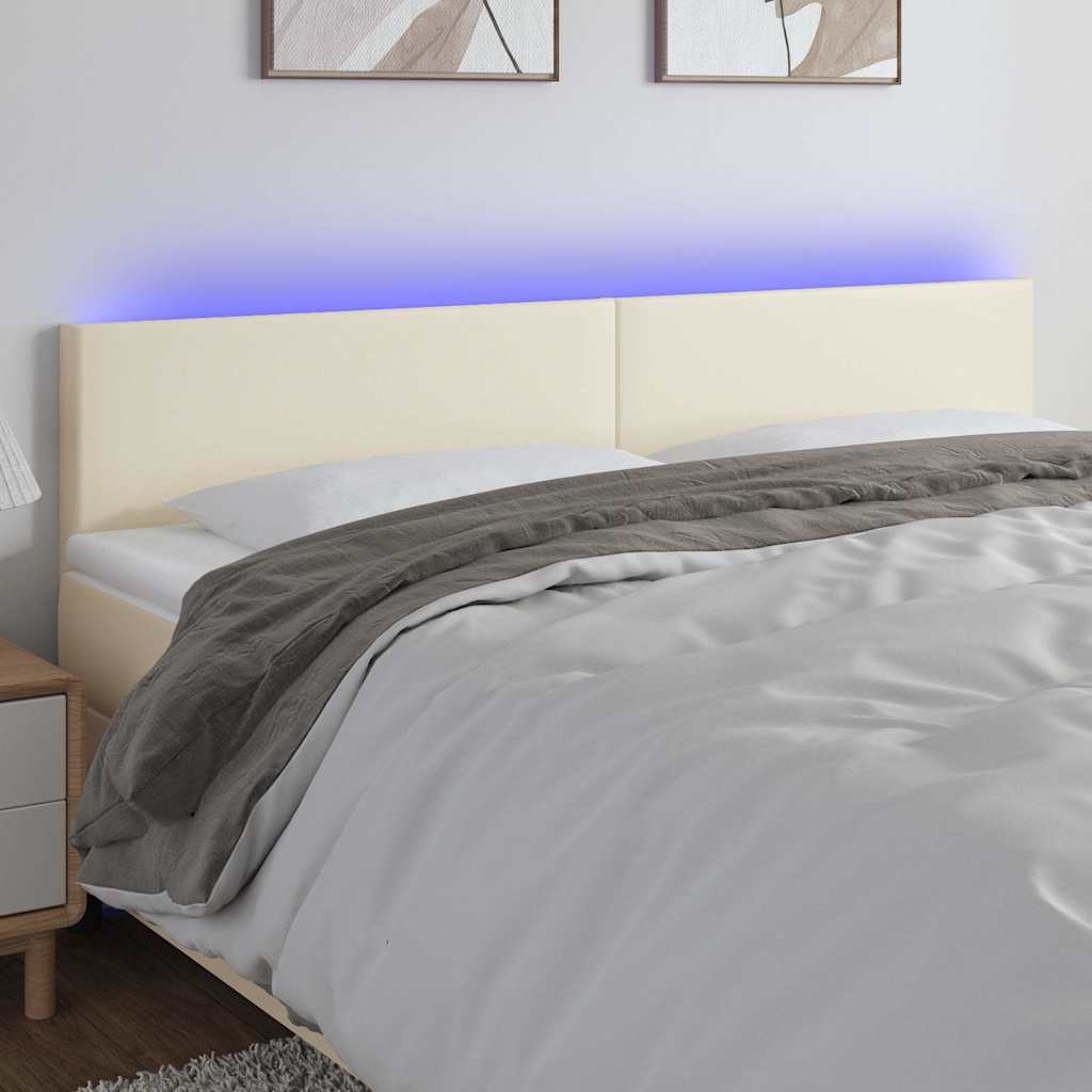 LED Kopfteil Creme 160x5x78/88 cm Kunstleder