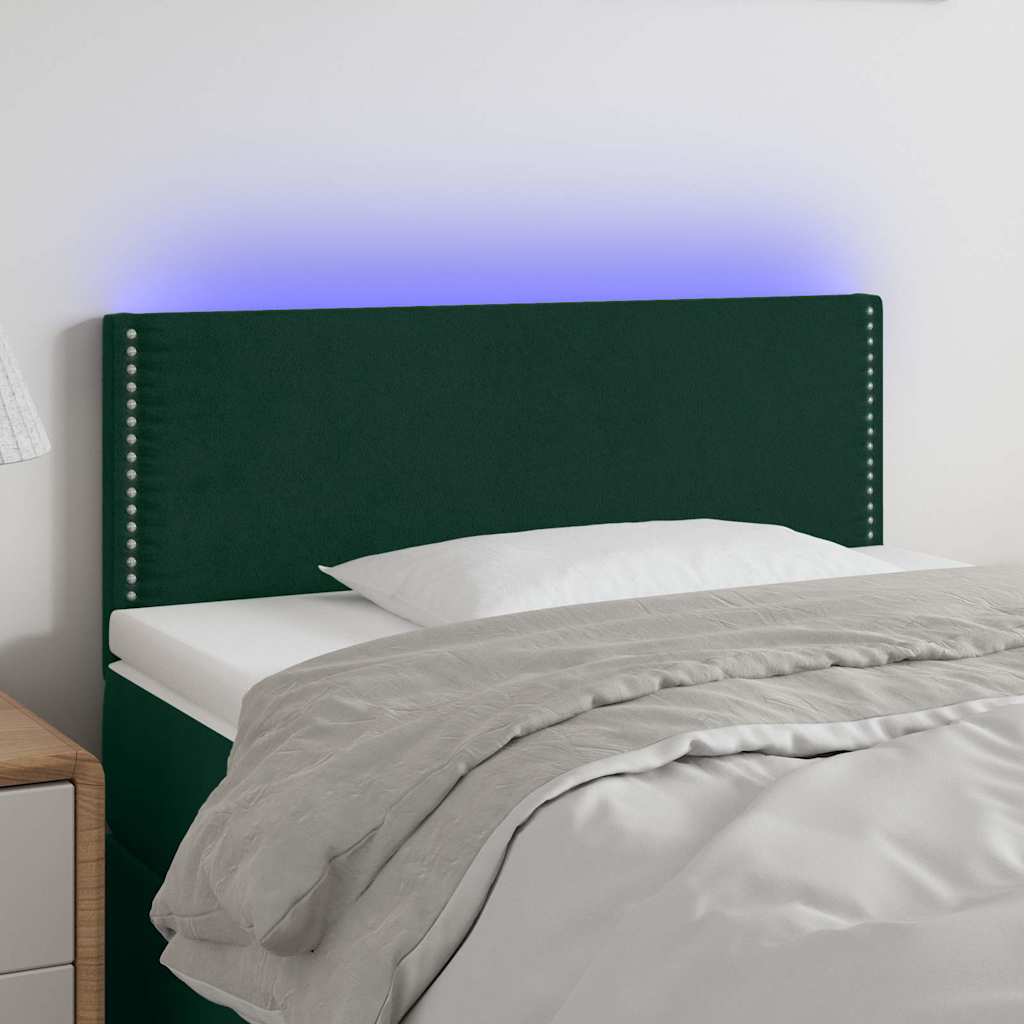 LED Kopfteil Dunkelgrün 100x5x78/88 cm Samt
