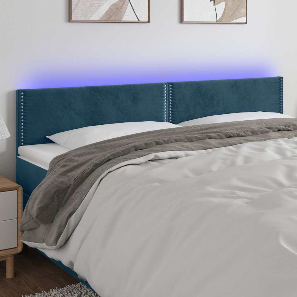 LED Kopfteil Dunkelblau 200x5x78/88 cm Samt