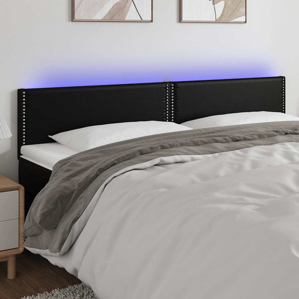 LED Kopfteil Schwarz 200x5x78/88 cm Kunstleder