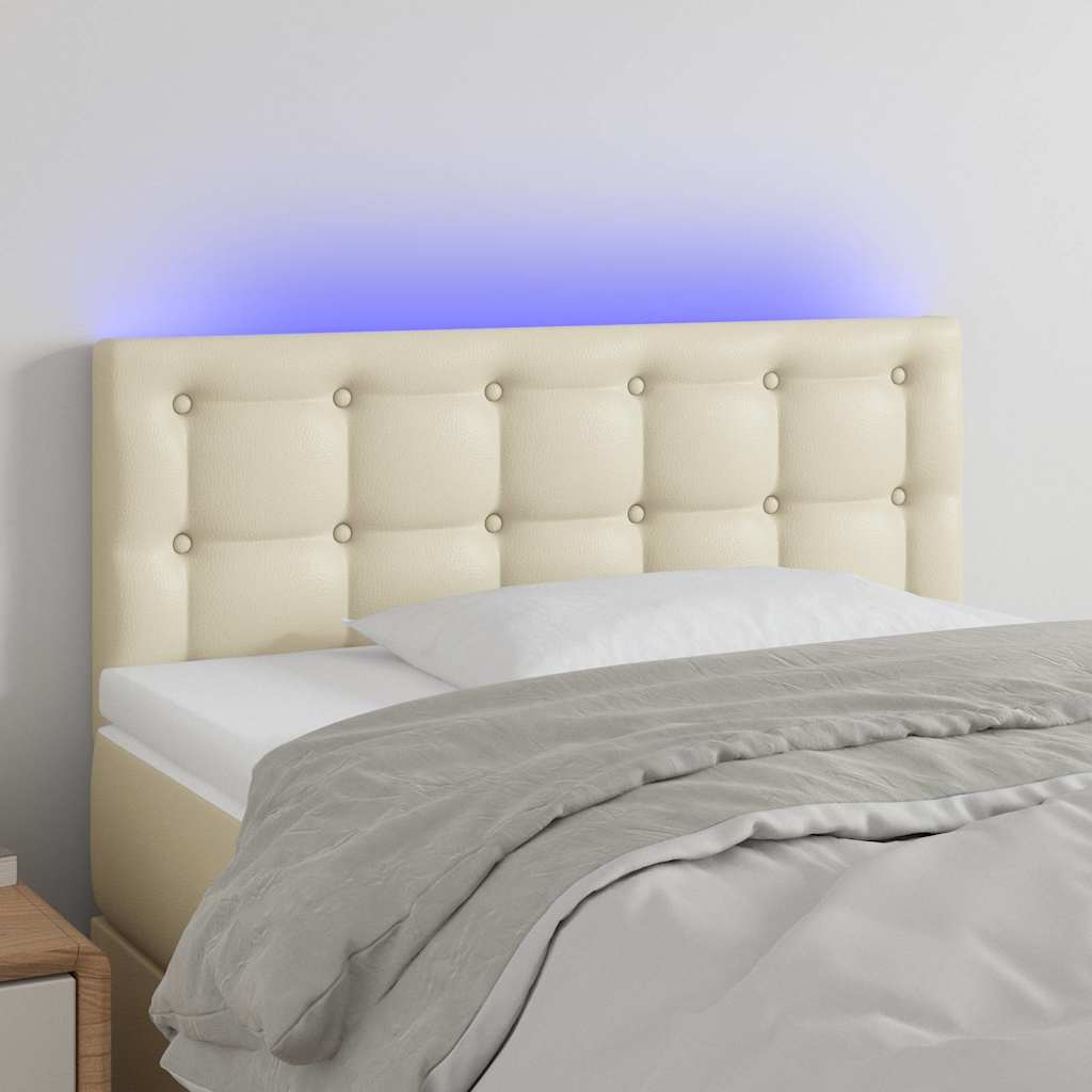 LED Kopfteil Creme 100x5x78/88 cm Kunstleder