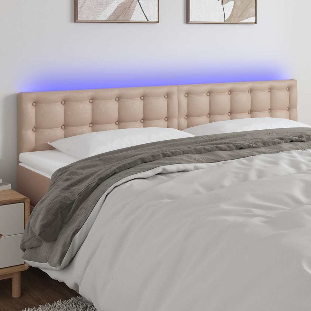 LED Kopfteil Cappuccino-Braun 180x5x78/88 cm Kunstleder