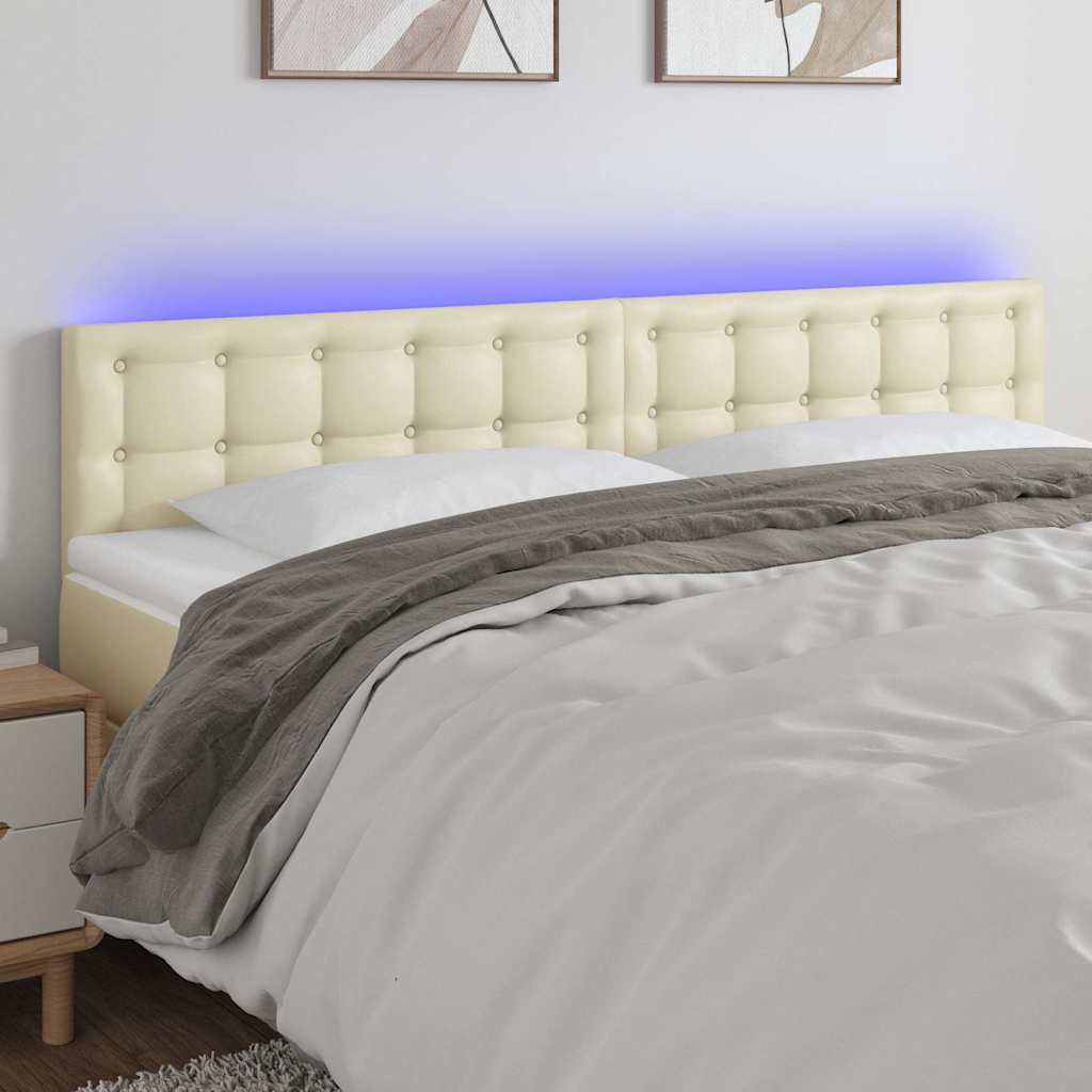 LED Kopfteil Creme 200x5x78/88 cm Kunstleder