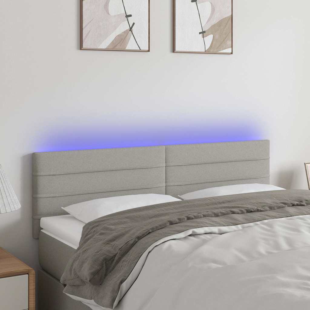 LED Kopfteil Hellgrau 144x5x78/88 cm Stoff