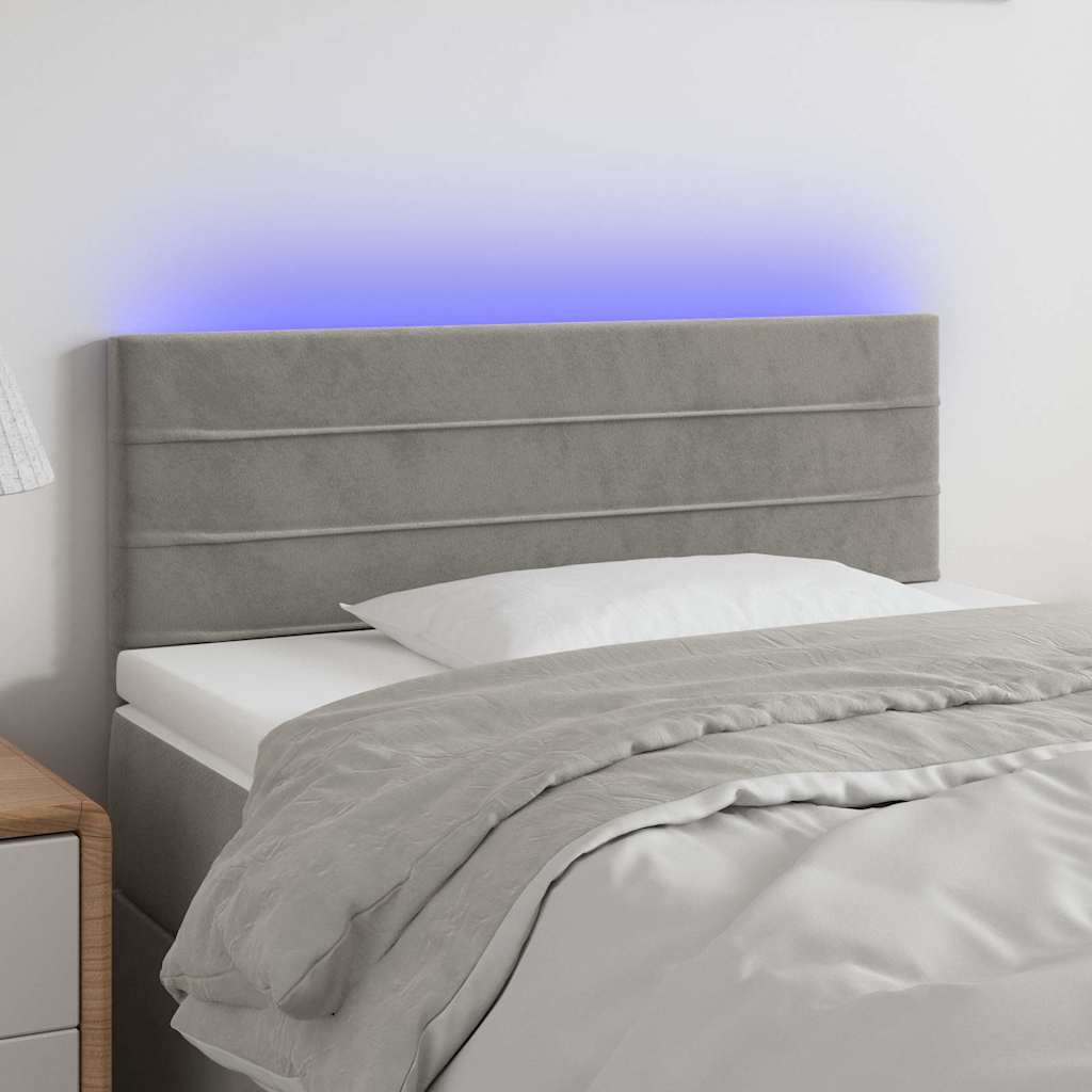 LED Kopfteil Hellgrau 100x5x78/88 cm Samt