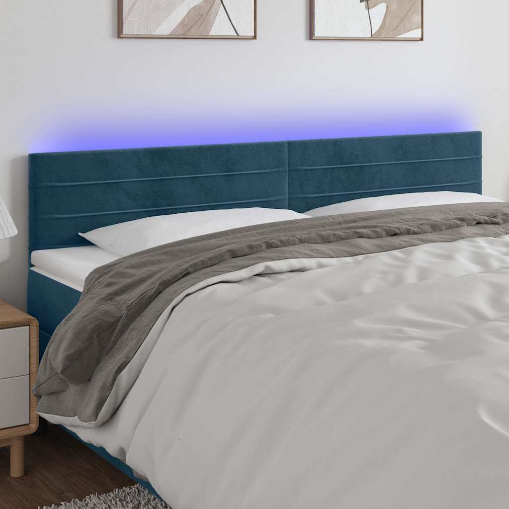 LED Kopfteil Dunkelblau 180x5x78/88 cm Samt