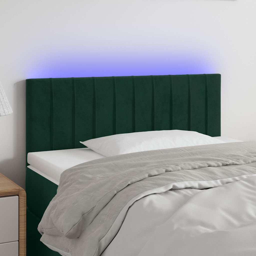 LED Kopfteil Dunkelgrün 90x5x78/88 cm Samt