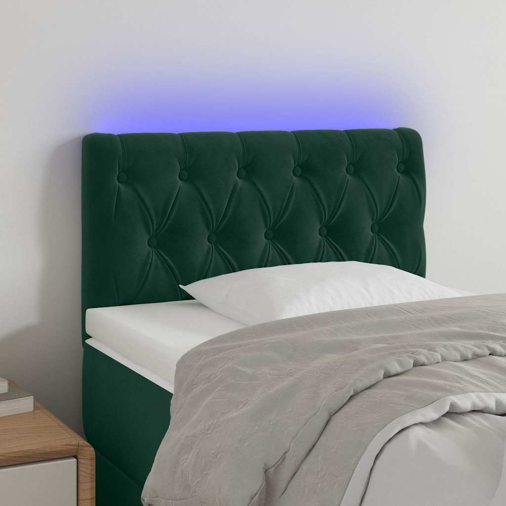 LED Kopfteil Dunkelgrün 80x7x78/88 cm Samt