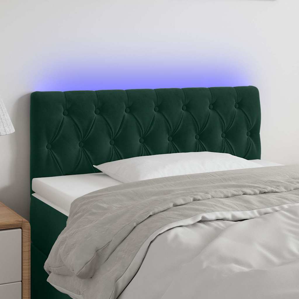LED Kopfteil Dunkelgrün 90x7x78/88 cm Samt