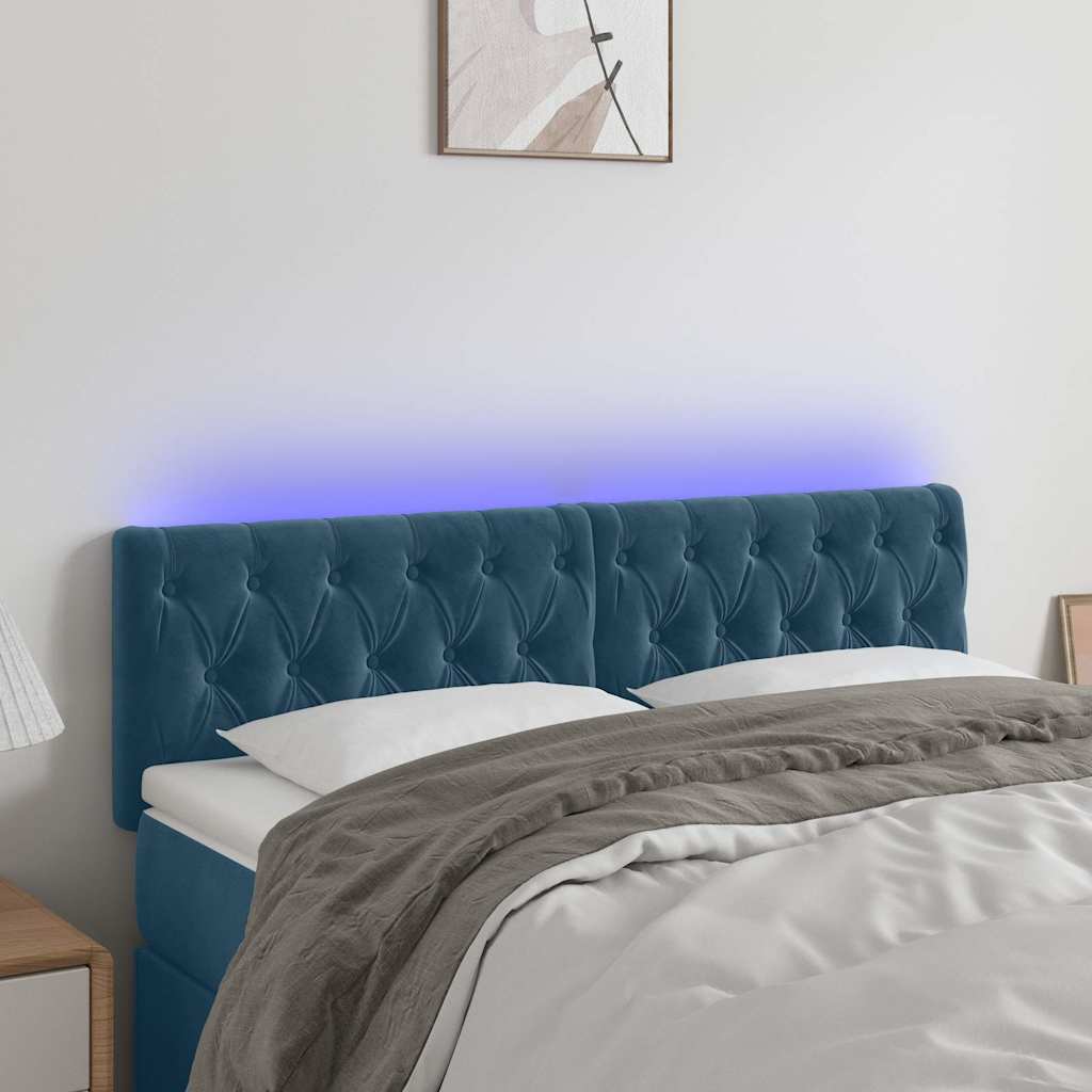 LED Kopfteil Dunkelblau 144x7x78/88 cm Samt