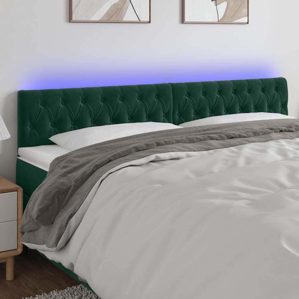 LED Kopfteil Dunkelgrün 200x7x78/88 cm Samt