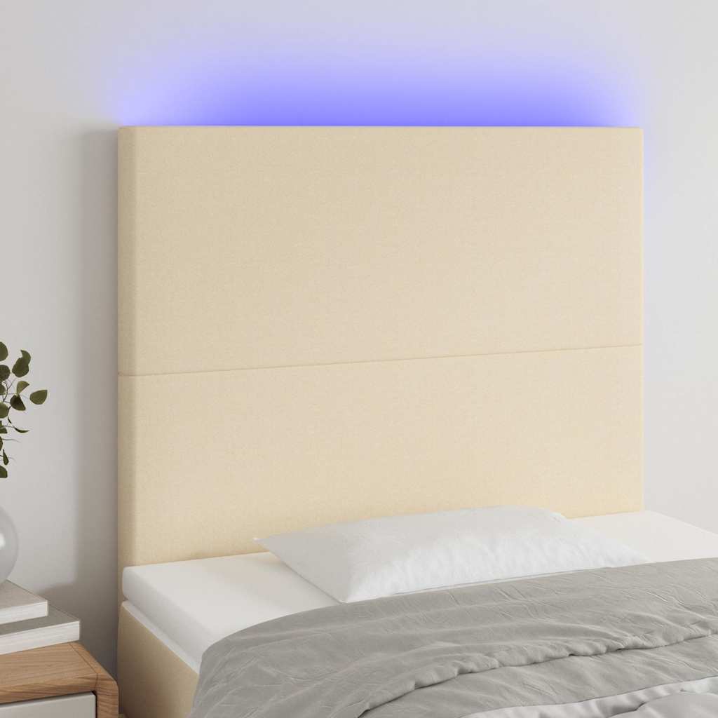 LED Kopfteil Creme 90x5x118/128 cm Stoff