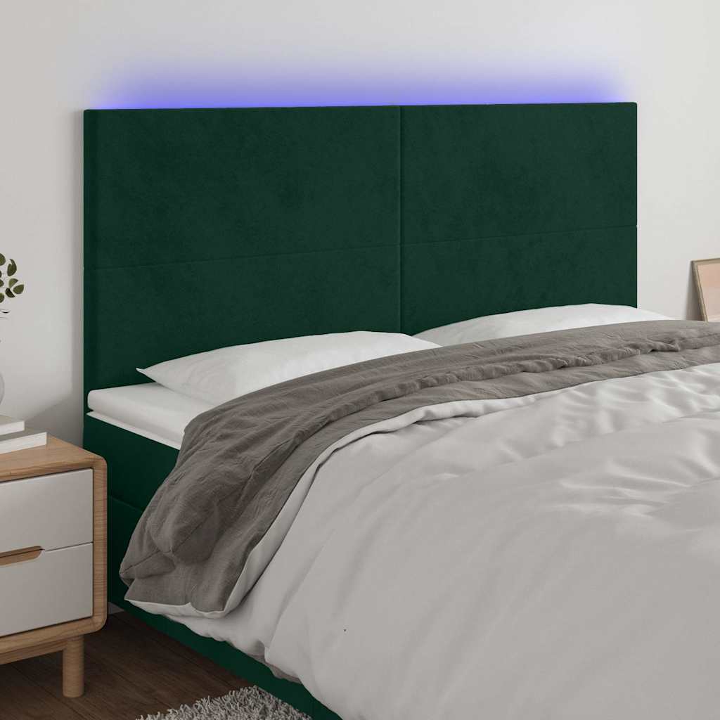 LED Kopfteil Dunkelgrün 180x5x118/128 cm Samt
