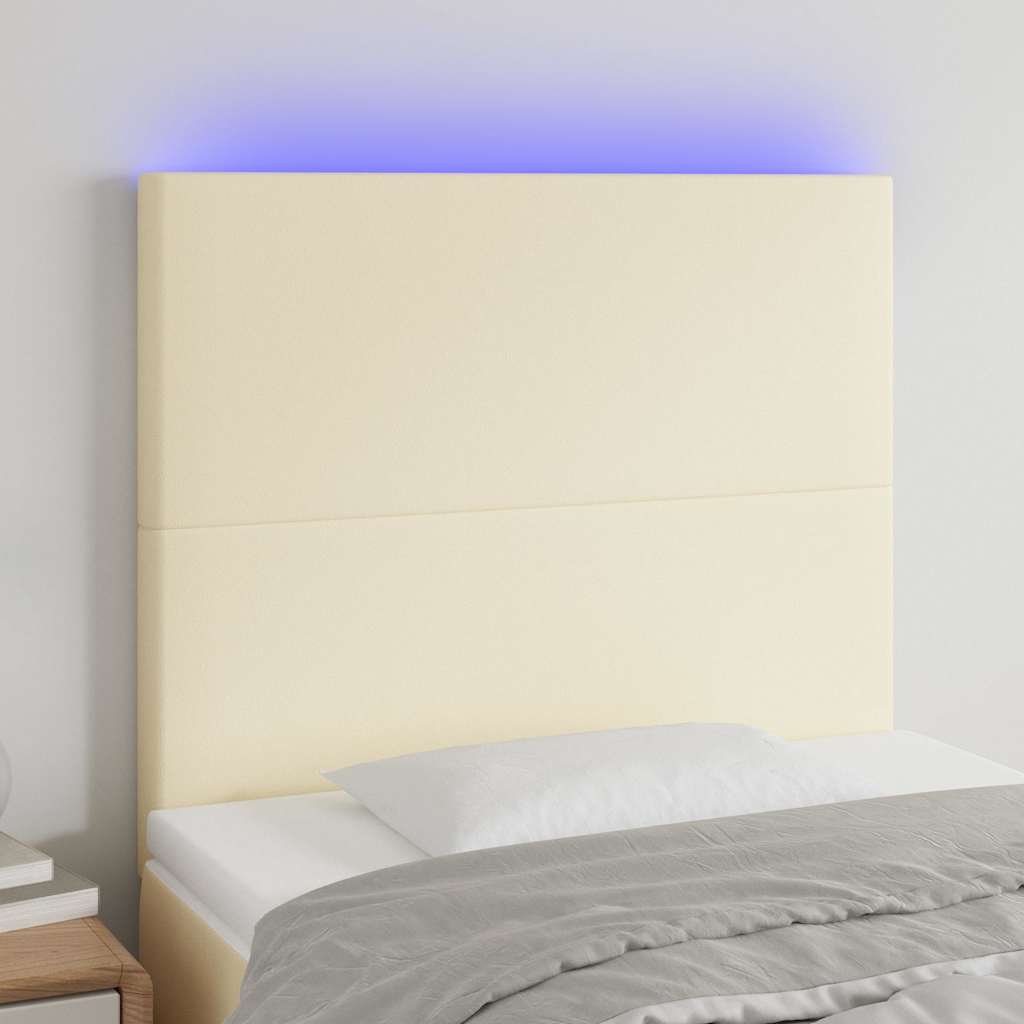 LED Kopfteil Creme 90x5x118/128 cm Kunstleder