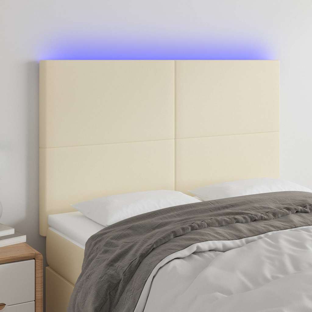 LED Kopfteil Creme 144x5x118/128 cm Kunstleder