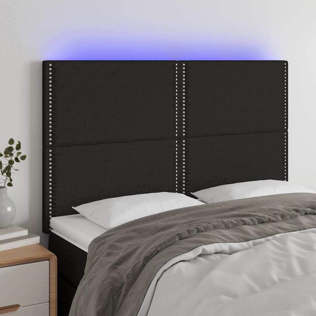 LED Kopfteil Schwarz 144x5x118/128 cm Stoff