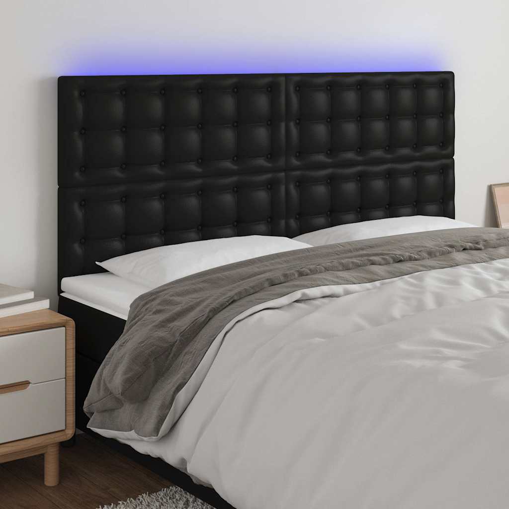 LED Kopfteil Schwarz 180x5x118/128 cm Kunstleder