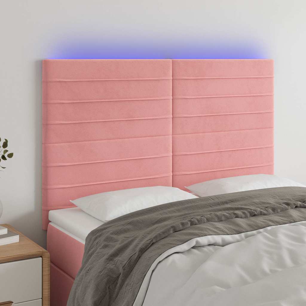 LED Kopfteil Rosa 144x5x118/128 cm Samt