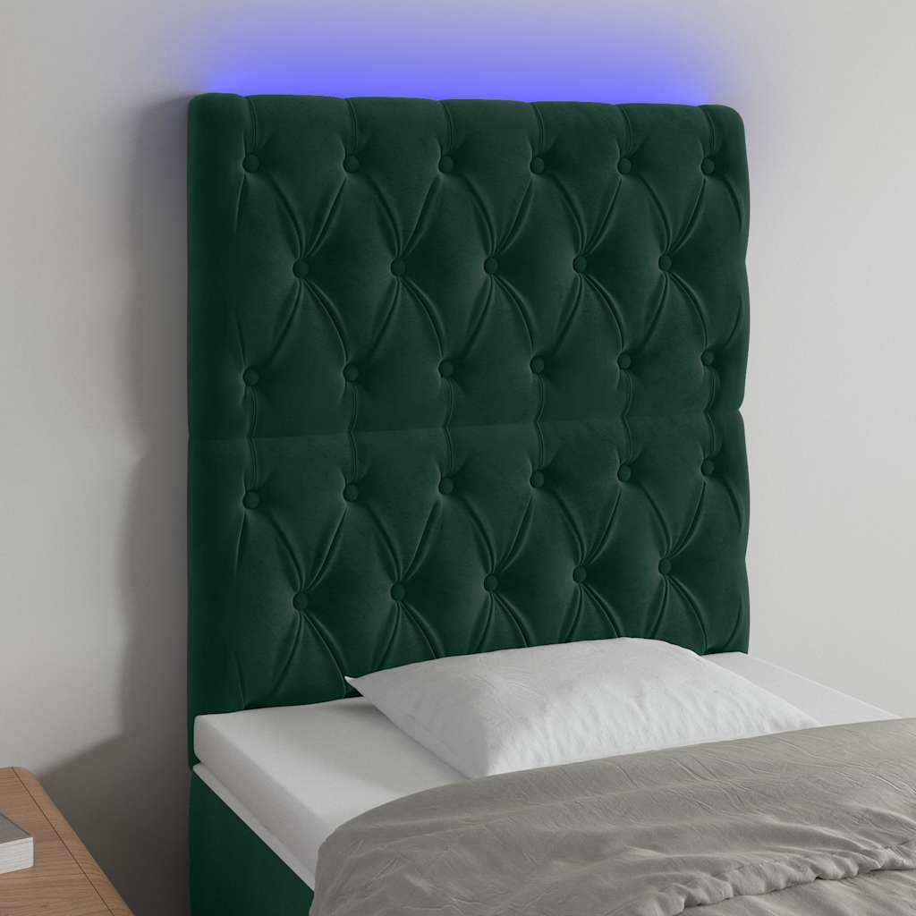 LED Kopfteil Dunkelgrün 80x7x118/128 cm Samt