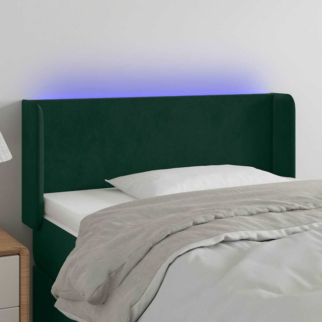 LED Kopfteil Dunkelgrün 103x16x78/88 cm Samt
