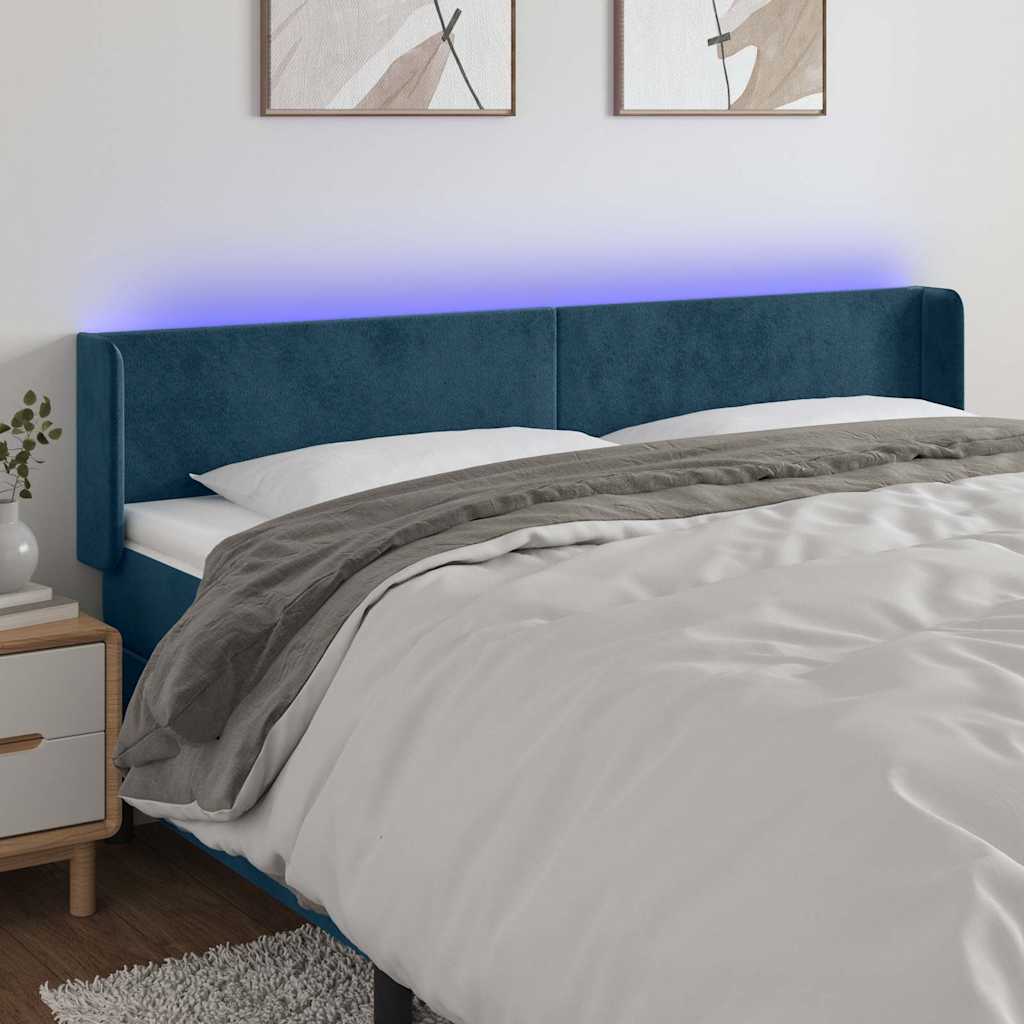 LED Kopfteil Dunkelblau 163x16x78/88 cm Samt