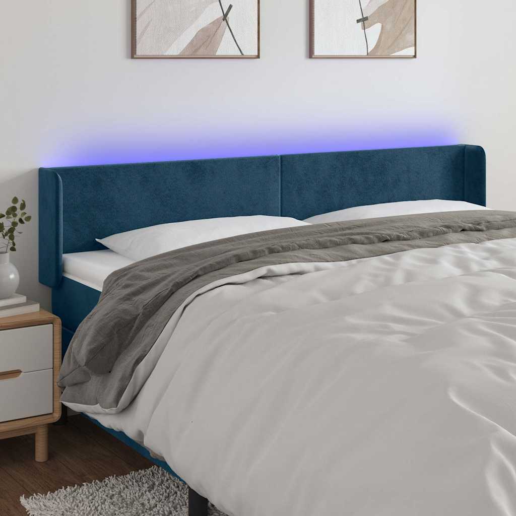 LED Kopfteil Dunkelblau 183x16x78/88 cm Samt
