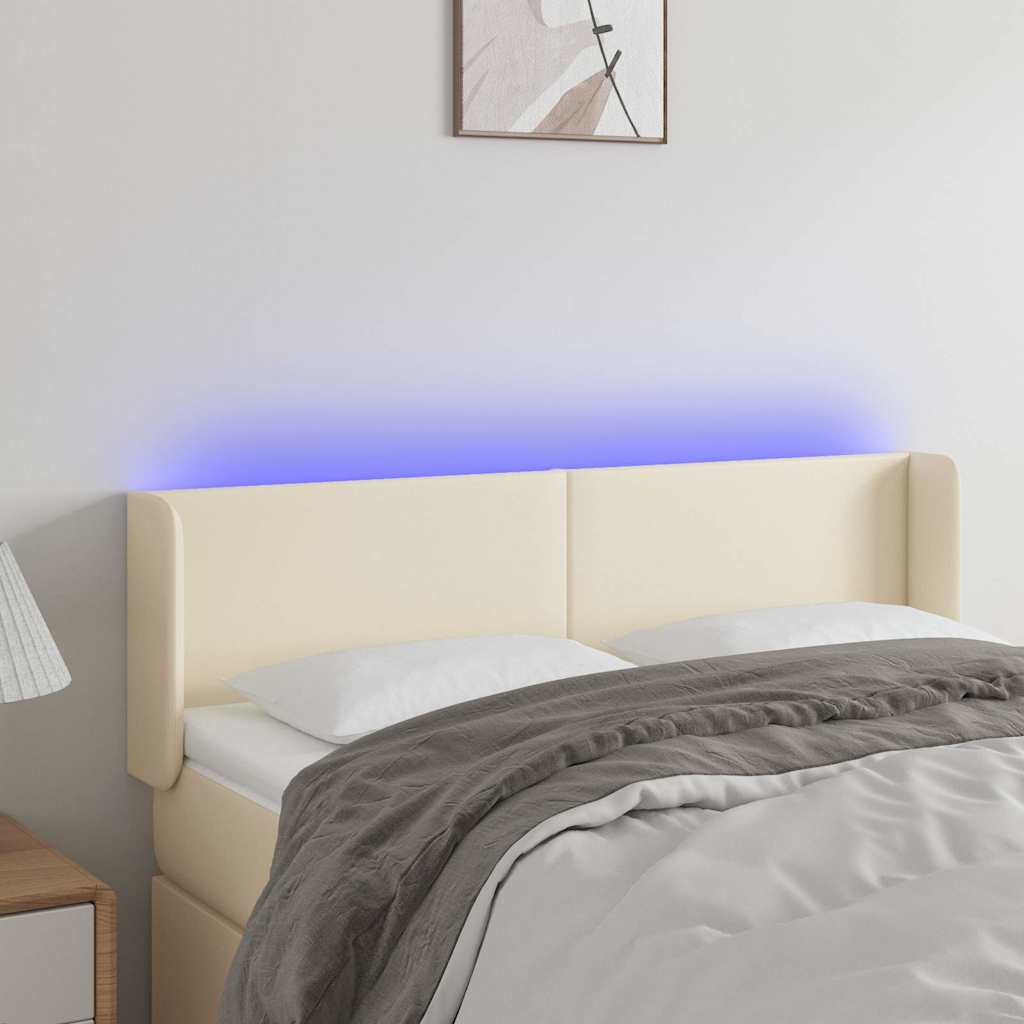 LED Kopfteil Creme 147x16x78/88 cm Kunstleder