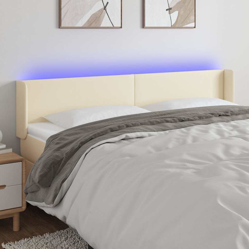 LED Kopfteil Creme 183x16x78/88 cm Kunstleder