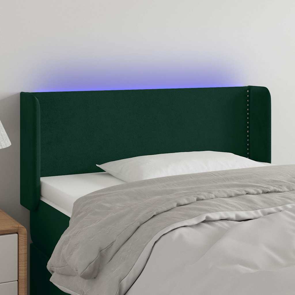 LED Kopfteil Dunkelgrün 103x16x78/88 cm Samt