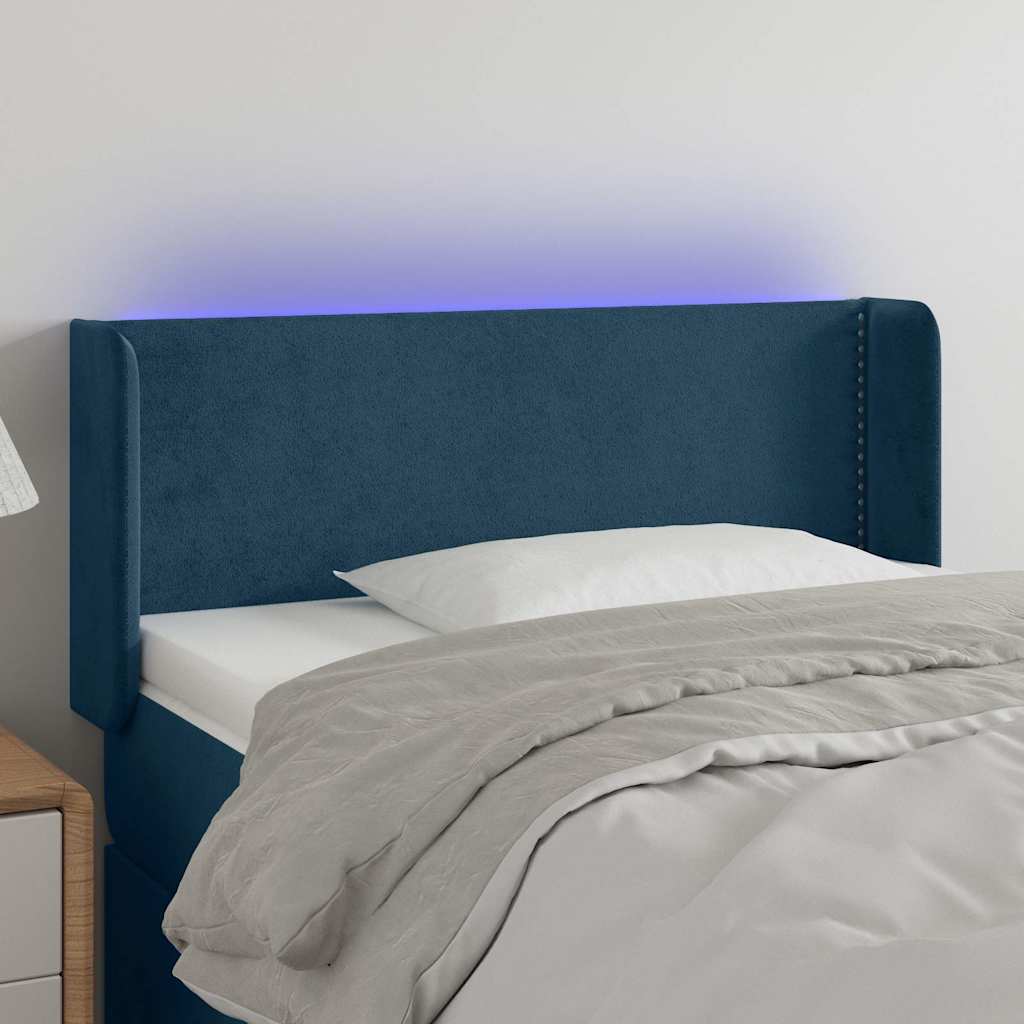 LED Kopfteil Dunkelblau 103x16x78/88 cm Samt