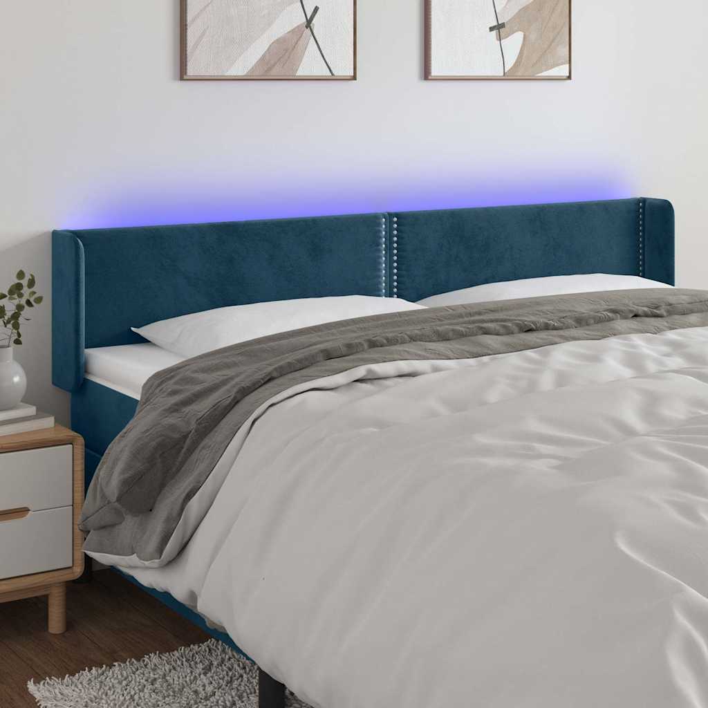 LED Kopfteil Dunkelblau 203x16x78/88 cm Samt