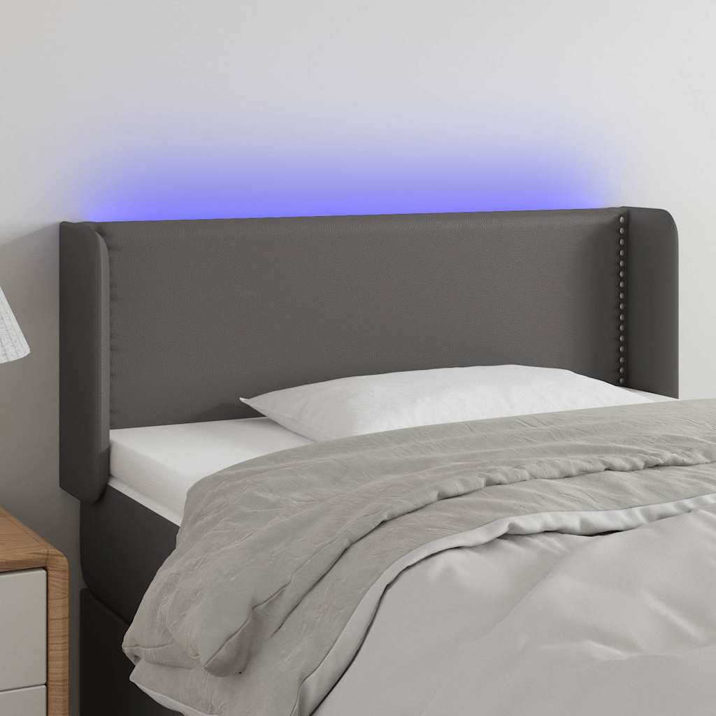 LED Kopfteil Grau 103x16x78/88 cm Kunstleder