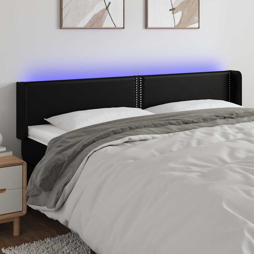 LED Kopfteil Schwarz 183x16x78/88 cm Kunstleder