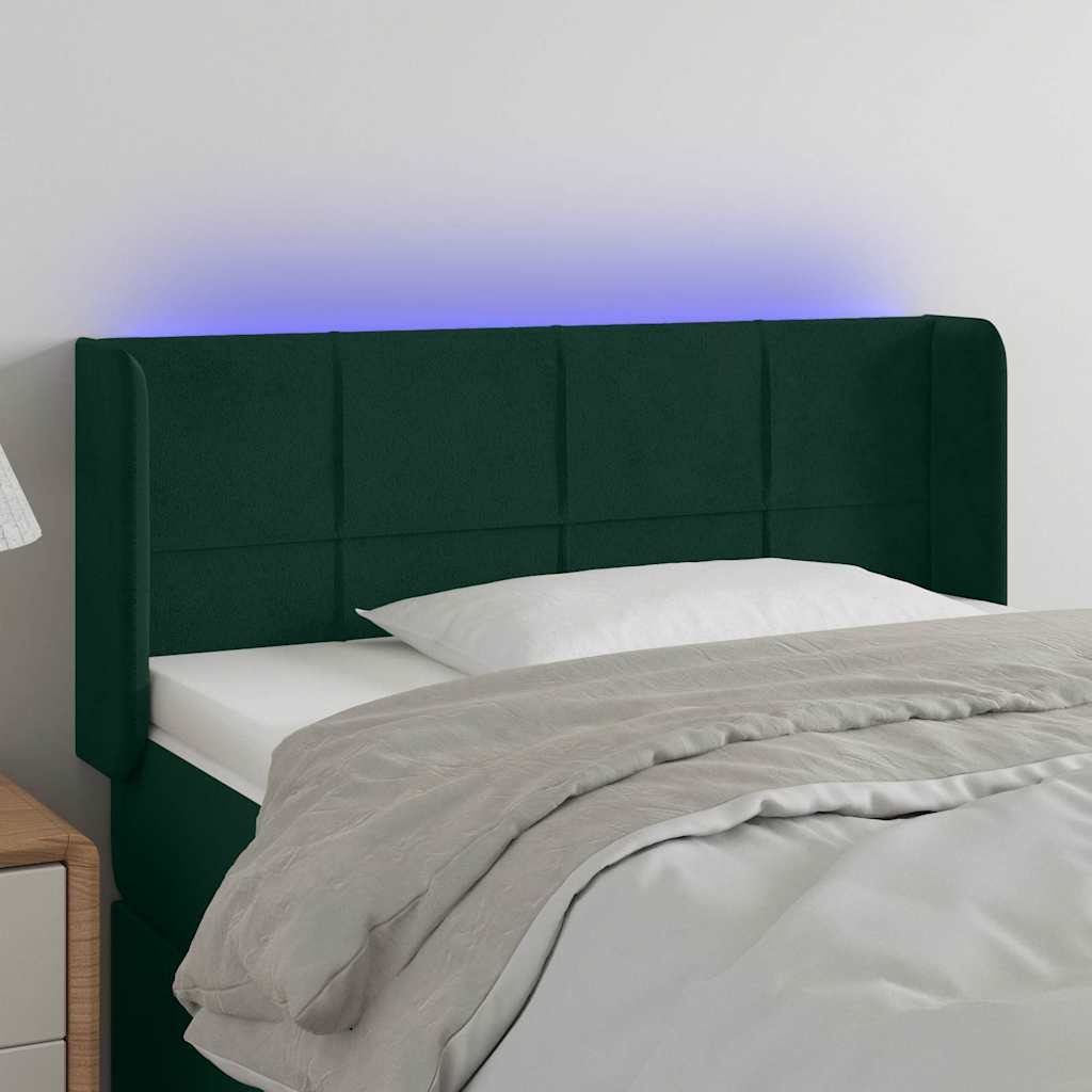 LED Kopfteil Dunkelgrün 103x16x78/88 cm Samt
