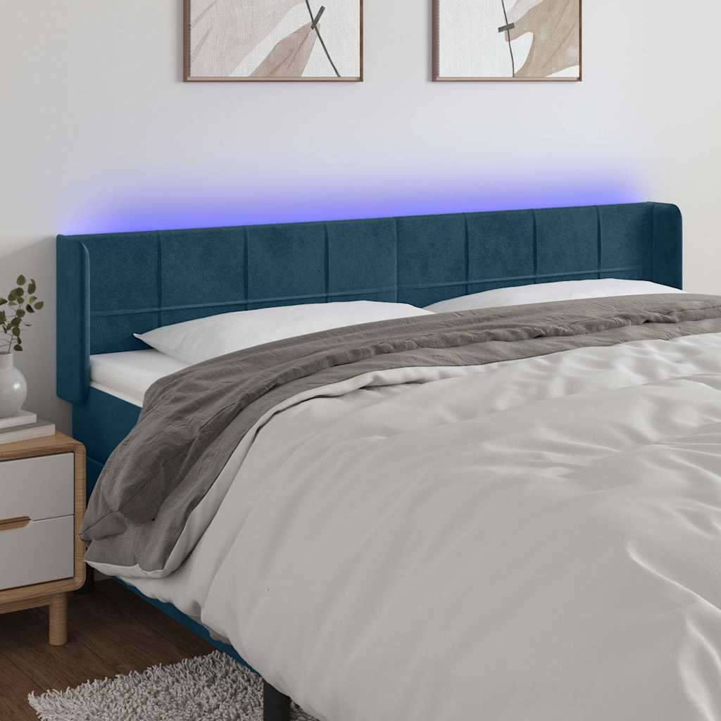 LED Kopfteil Dunkelblau 163x16x78/88 cm Samt