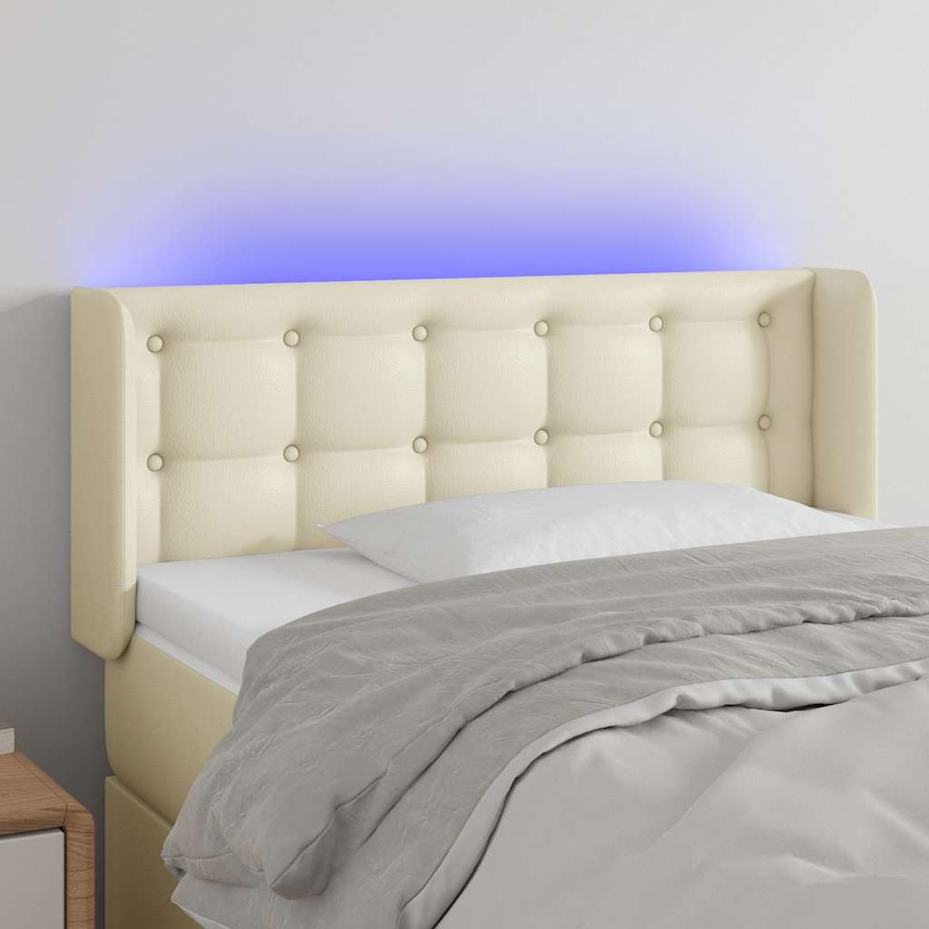 LED Kopfteil Creme 103x16x78/88 cm Kunstleder