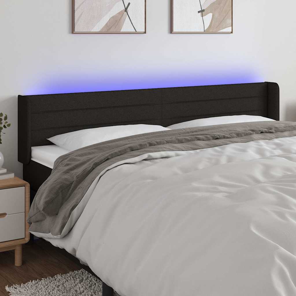 LED Kopfteil Schwarz 183x16x78/88 cm Stoff