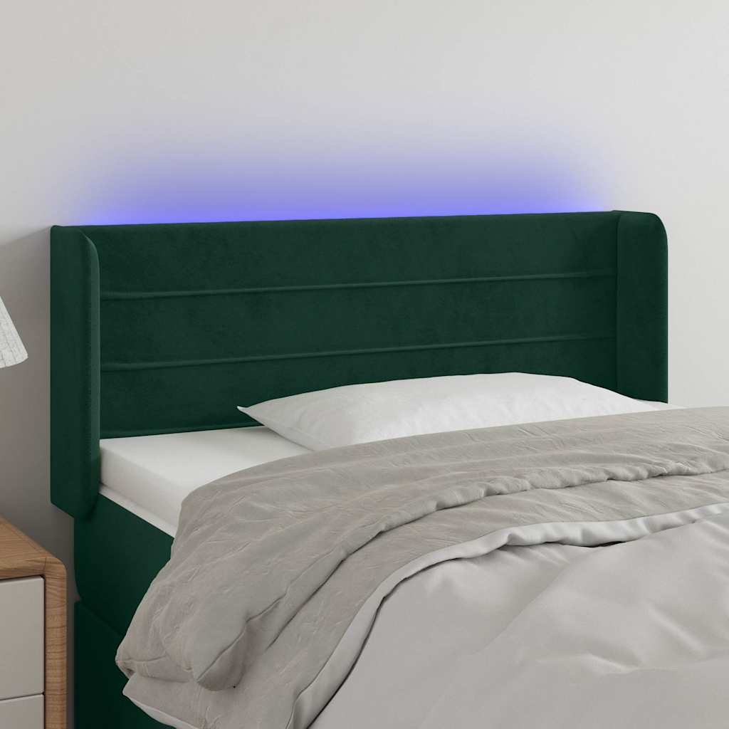 LED Kopfteil Dunkelgrün 93x16x78/88 cm Samt