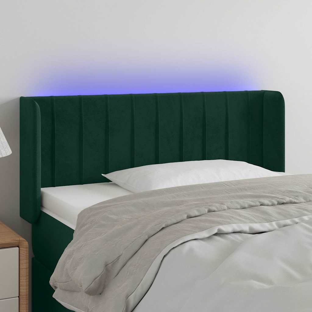 LED Kopfteil Dunkelgrün 93x16x78/88 cm Samt