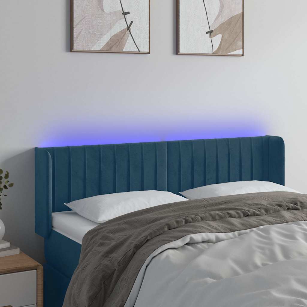 LED Kopfteil Dunkelblau 147x16x78/88 cm Samt