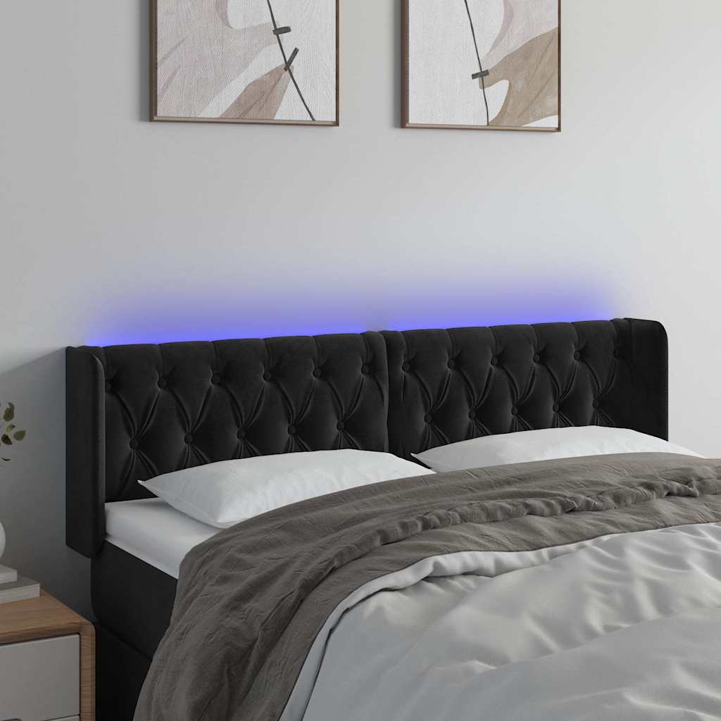 LED Kopfteil Schwarz 163x16x78/88 cm Samt