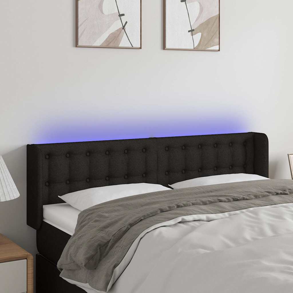 LED Kopfteil Schwarz 147x16x78/88 cm Stoff