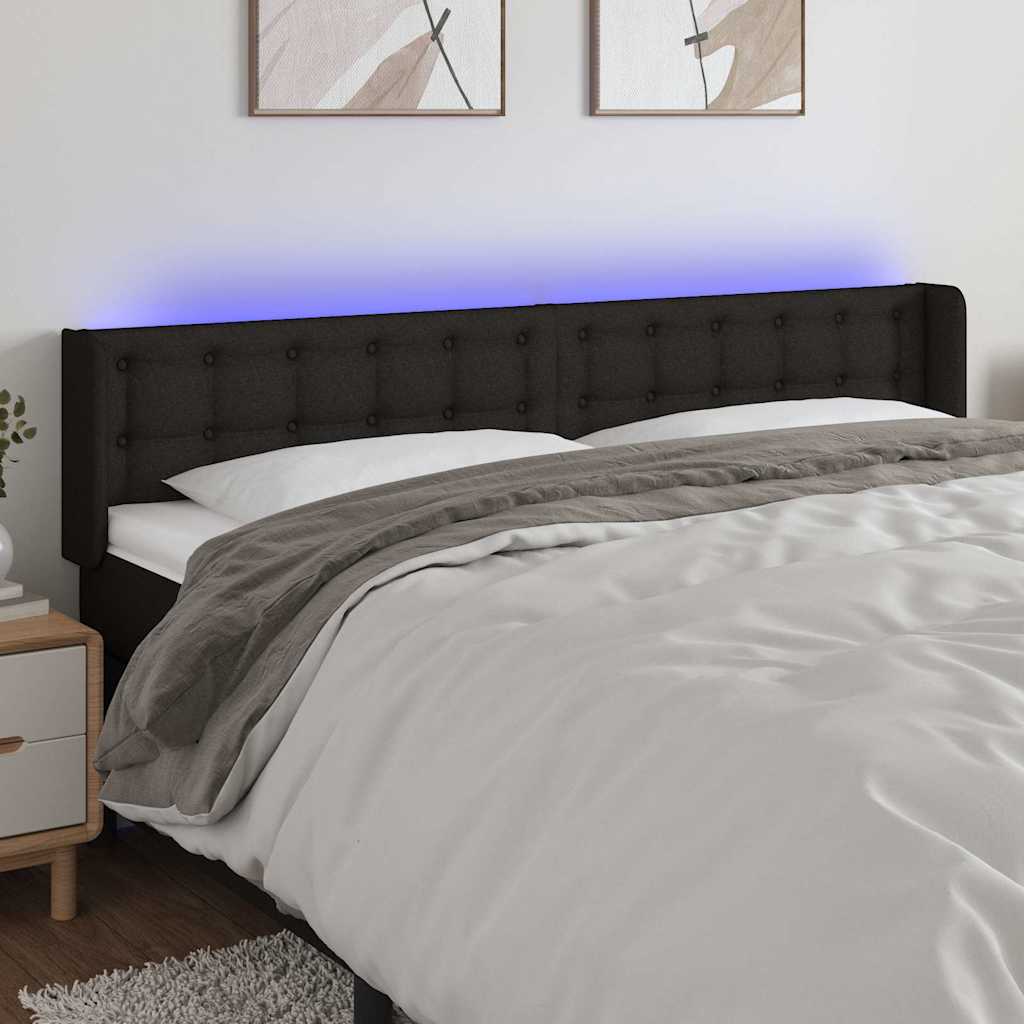 LED Kopfteil Schwarz 183x16x78/88 cm Stoff